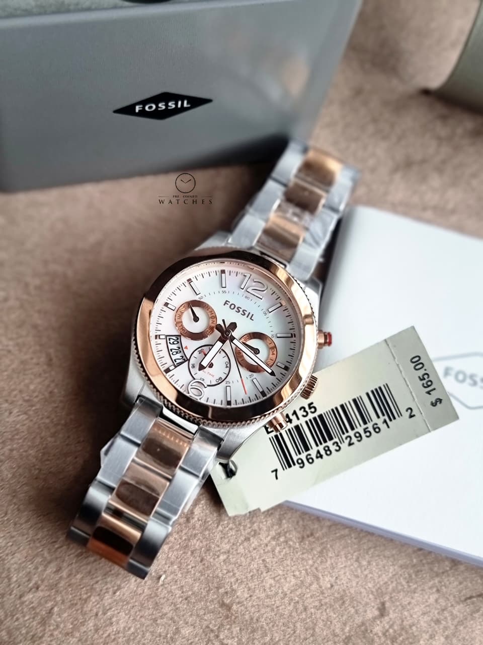 Fossil Women’s Quartz Stainless Steel Mother Of Pearl Dial 39mm Watch ES4135