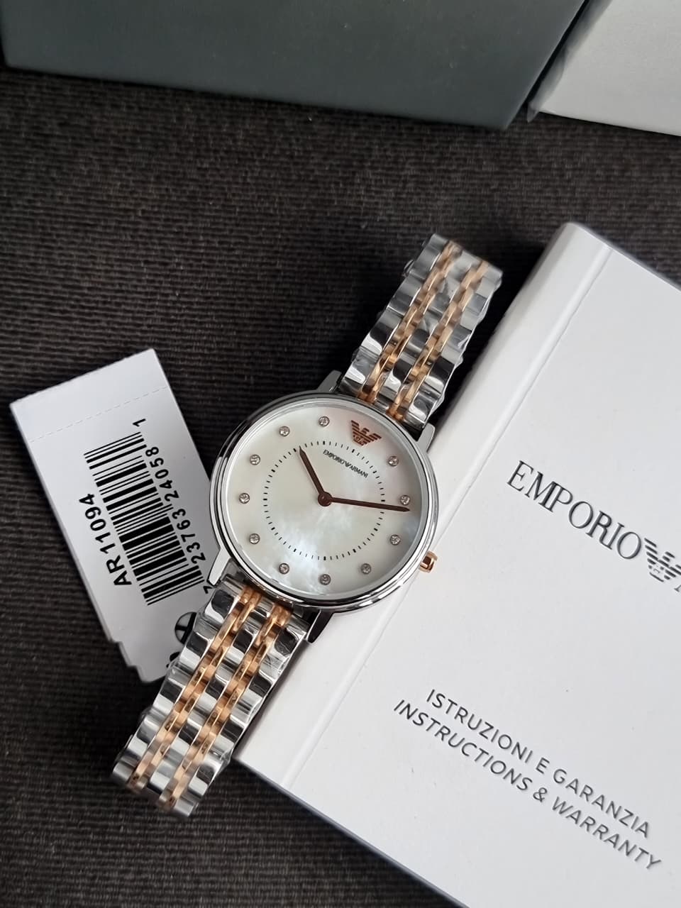 Emporio Armani Women’s Quartz Stainless Steel Mother of Pearl Dial 28mm Watch AR11094