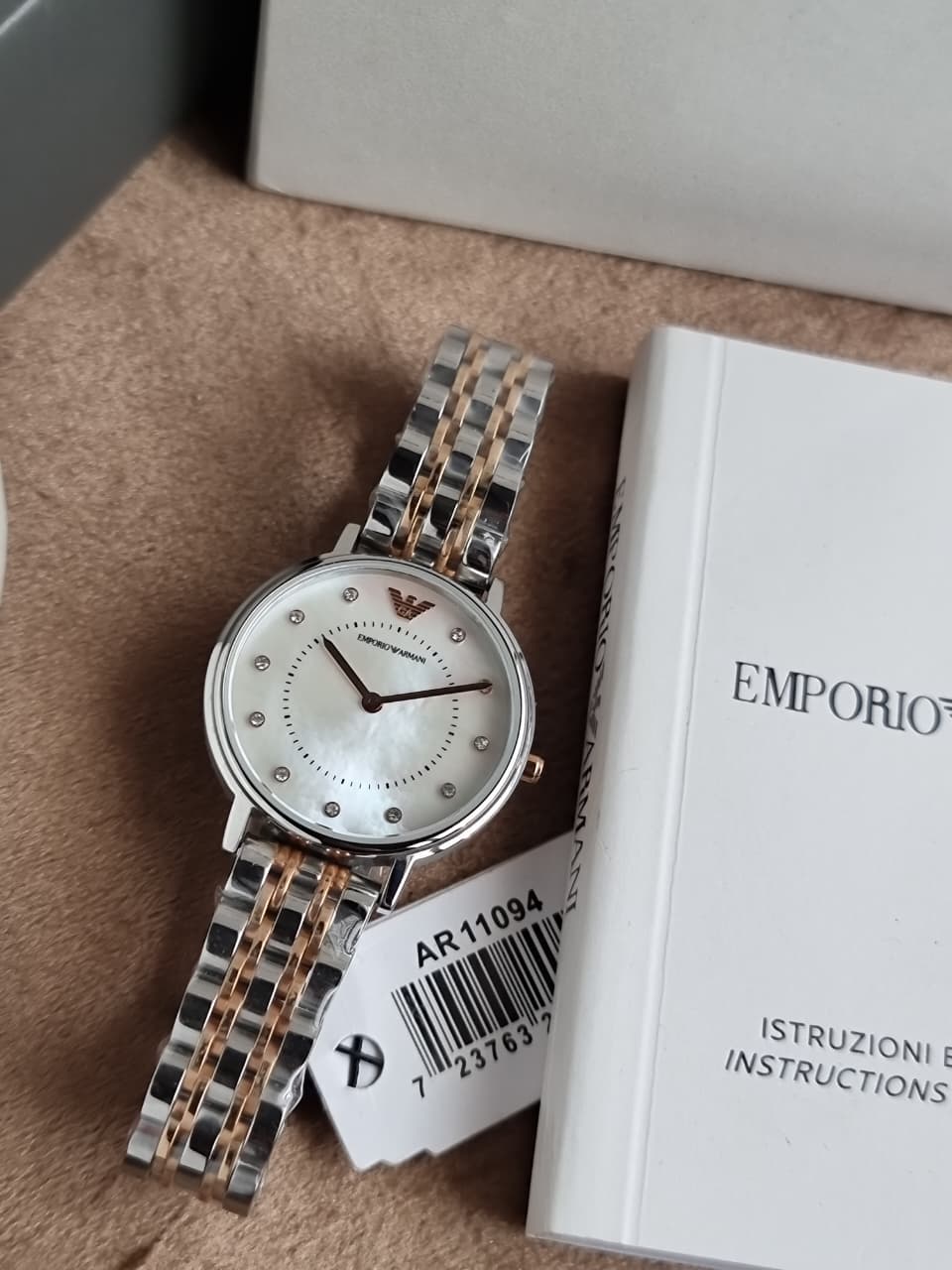 Emporio Armani Women’s Quartz Stainless Steel Mother of Pearl Dial 28mm Watch AR11094