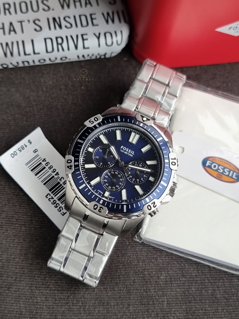 Fossil Men’s Chronograph Quartz Stainless Steel Blur Dial 44mm Watch FS5623