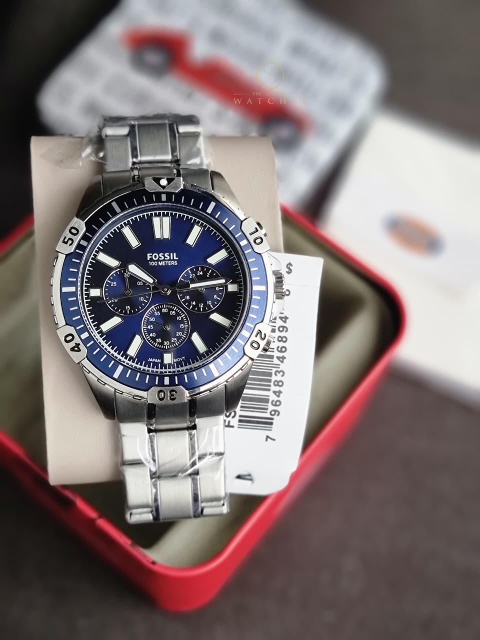 Fossil Men’s Chronograph Quartz Stainless Steel Blur Dial 44mm Watch FS5623