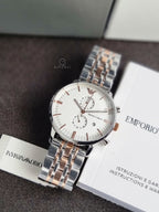 Emporio Armani Men’s Chronograph Quartz Stainless Steel White Dial 43mm Watch AR0399