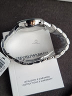 Emporio Armani Men’s Chronograph Quartz Stainless Steel White Dial 43mm Watch AR0399