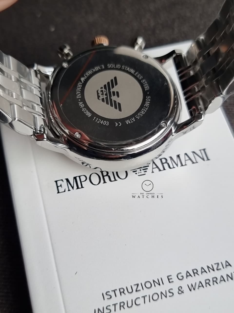 Emporio Armani Men’s Chronograph Quartz Stainless Steel White Dial 43mm Watch AR0399