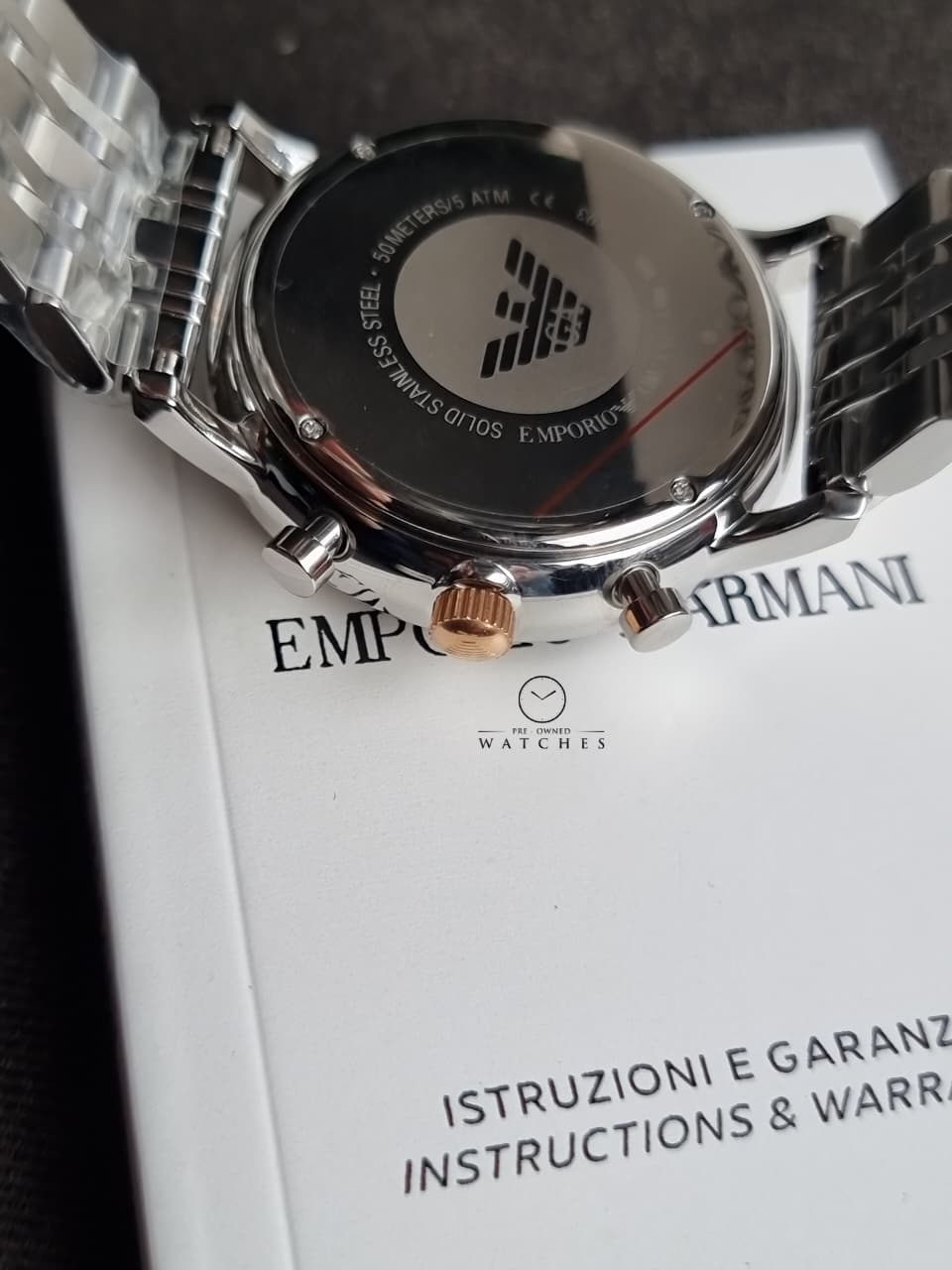 Emporio Armani Men’s Chronograph Quartz Stainless Steel White Dial 43mm Watch AR0399