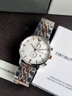 Emporio Armani Men’s Chronograph Quartz Stainless Steel White Dial 43mm Watch AR0399