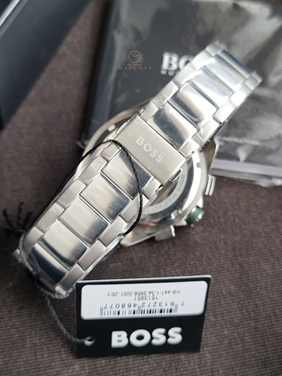 Hugo Boss Men’s Quartz Silver Stainless Steel Green Dial 44mm Watch 1513951