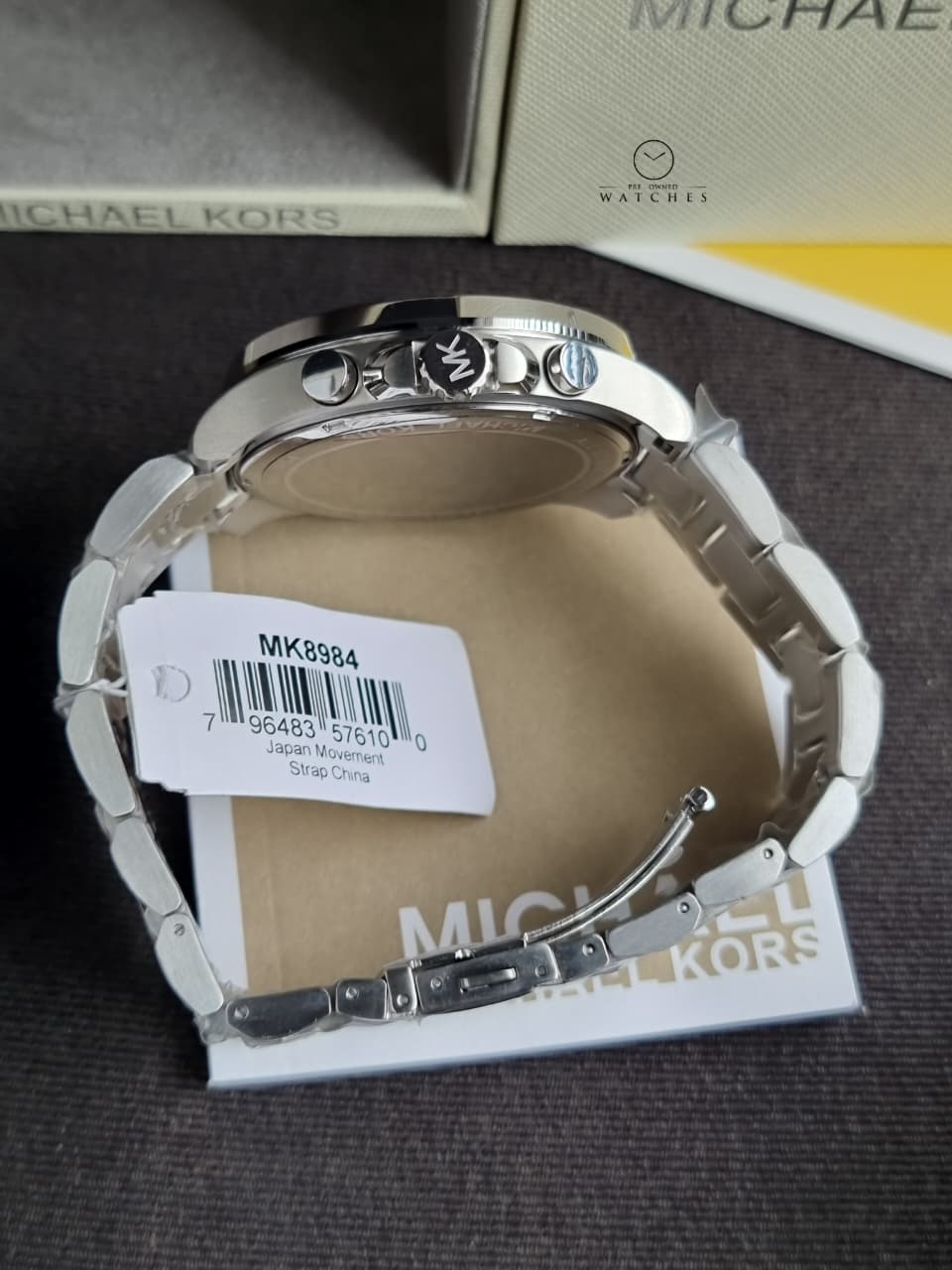 Michael Kors Men’s Quartz Silver Stainless Steel Green Dial 45mm Watch MK8984