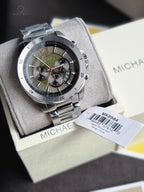 Michael Kors Men’s Quartz Silver Stainless Steel Green Dial 45mm Watch MK8984