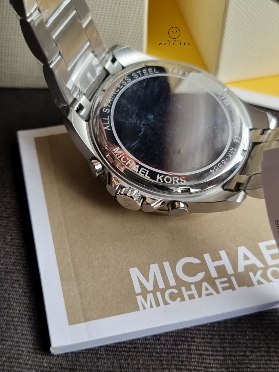 Michael Kors Men’s Quartz Silver Stainless Steel Green Dial 45mm Watch MK8984