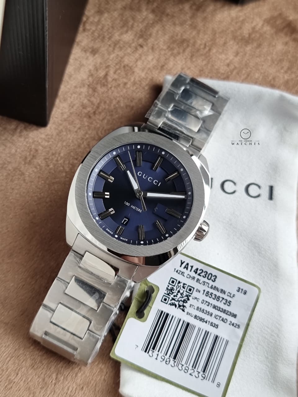 Gucci Men’s Quartz Stainless Steel Blue Dial 41mm Watch YA142303