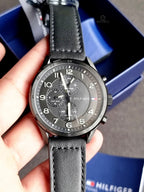 Tommy Hilfiger Analogue Multifunction Quartz Watch for Men with Black Leather Strap - 1792004