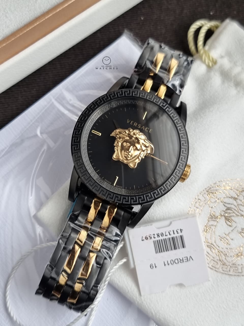 Versace Men’s Quartz Swiss Made Two-tone Stainless Steel Black Dial 43mm Watch VERD01119