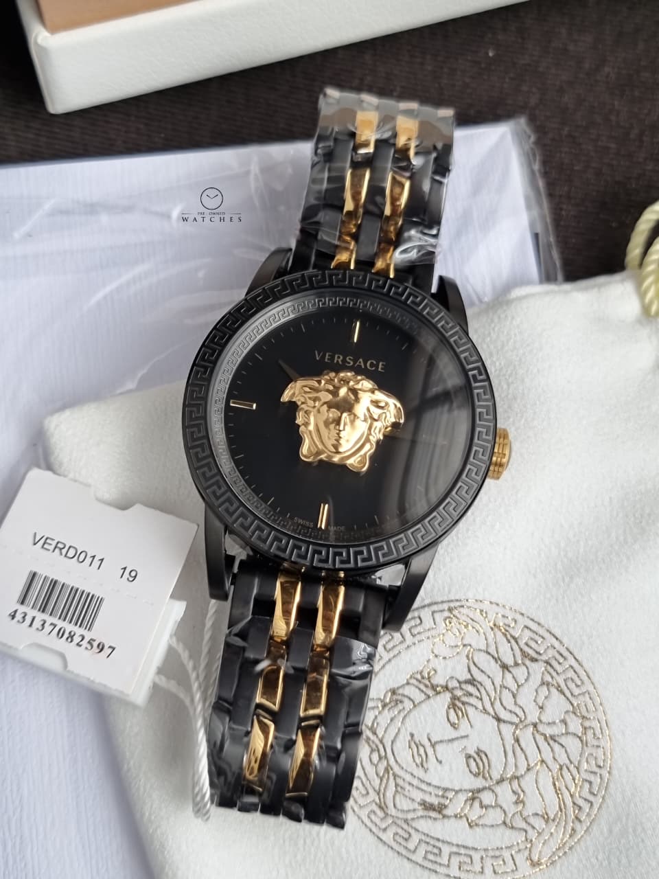 Versace Men’s Quartz Swiss Made Two-tone Stainless Steel Black Dial 43mm Watch VERD01119