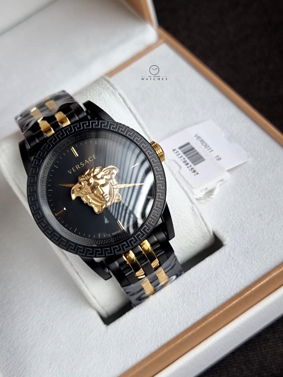 Versace Men’s Quartz Swiss Made Two-tone Stainless Steel Black Dial 43mm Watch VERD01119