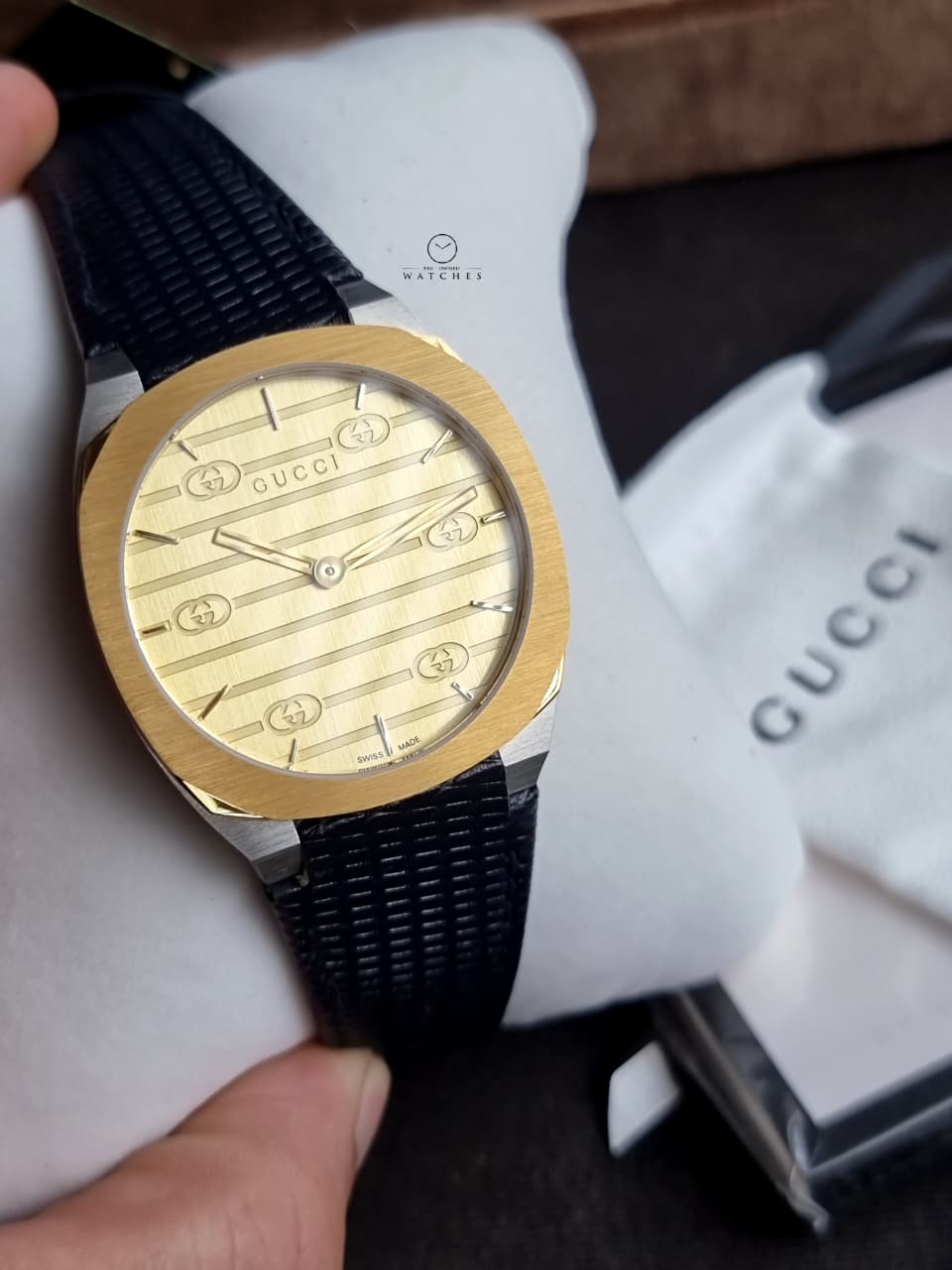 Gucci 25H Quartz Steel/Gold 38mm Golden Brass YA163418
