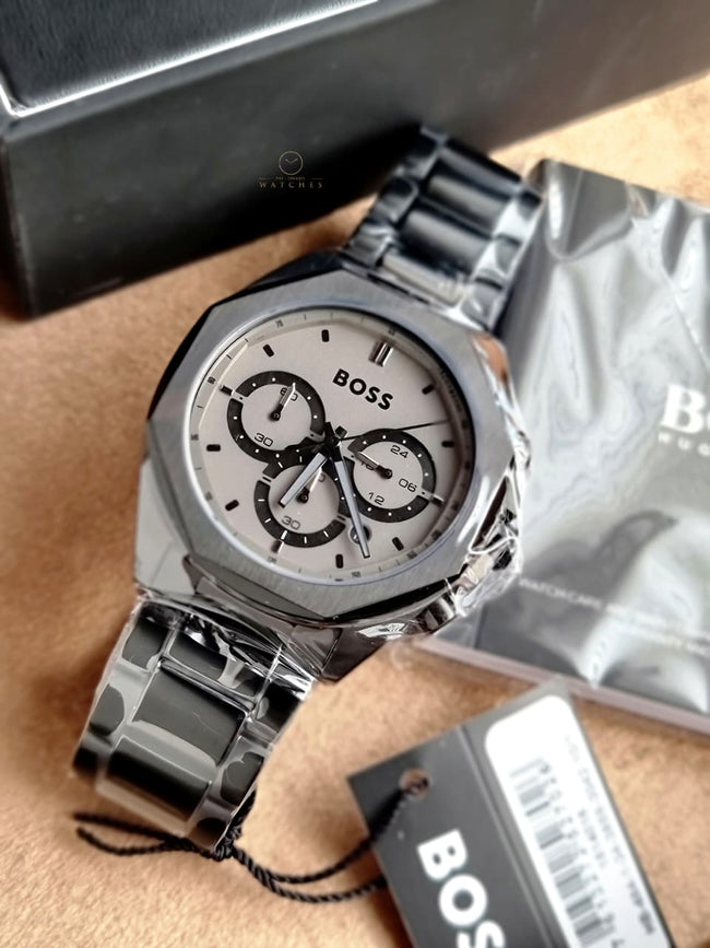 Hugo Boss Men’s Quartz Black Stainless Steel Grey Dial 42mm Watch 1514016 Main Image