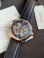 Fossil Men’s Automatic Leather Strap Skeleton Dial 40mm Watch ME3084