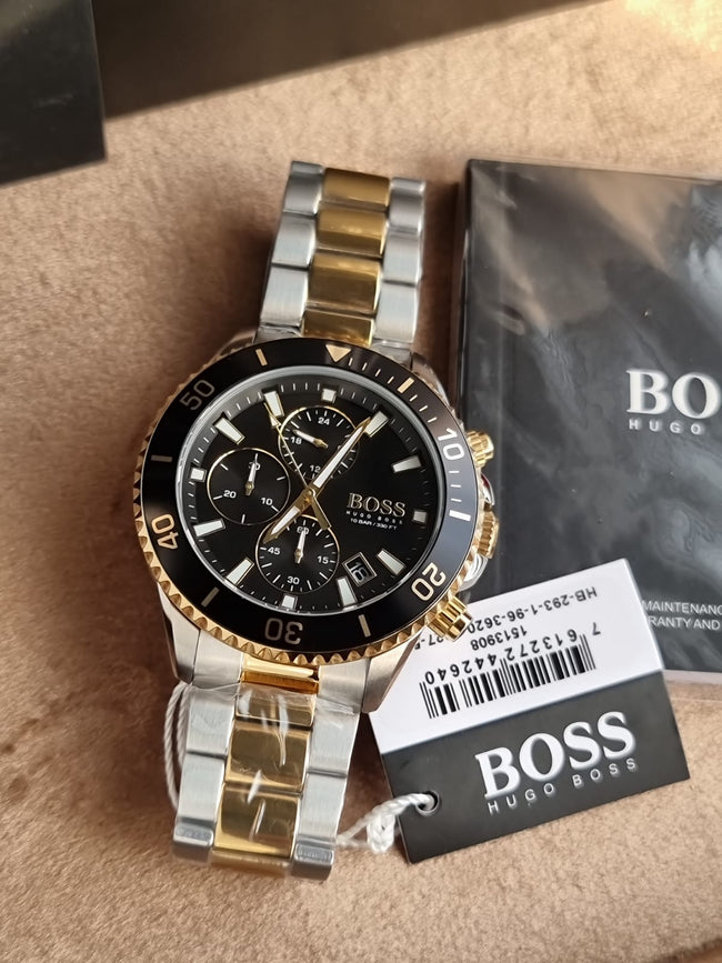 Hugo Boss Men’s Quartz Two-Tone Stainless Steel Black Dial 45mm Watch 1513908 Main Image