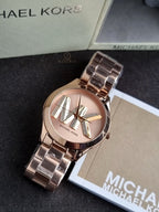 Michael Kors Women's Slim Runway Logo Rose Gold-Tone Stainless Steel Bracelet Watch (Model: MK4733)