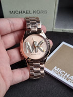 Michael Kors Women's Slim Runway Logo Rose Gold-Tone Stainless Steel Bracelet Watch (Model: MK4733)