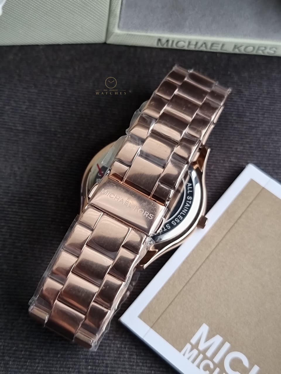 Michael Kors Women's Slim Runway Logo Rose Gold-Tone Stainless Steel Bracelet Watch (Model: MK4733)