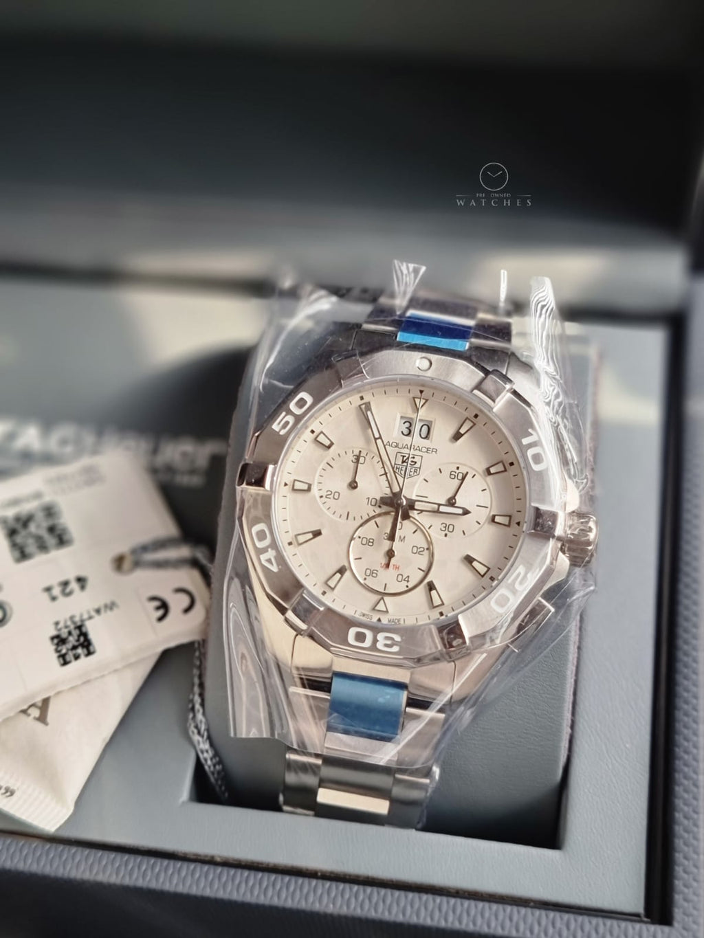 Tag Heuer Aquaracer Men’s Quartz Swiss Made Silver Stainless Steel Grey Dial 43mm Watch CAY1111.BA0927