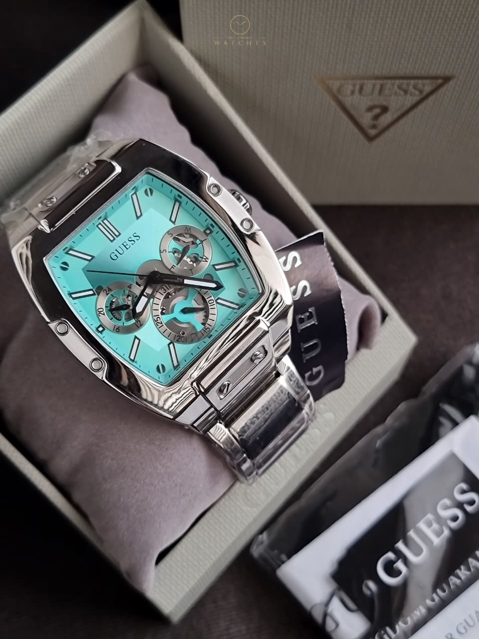 Guess Men’s Quartz Silver Stainless Steel Blue Dial 42mm Watch GW0456G4