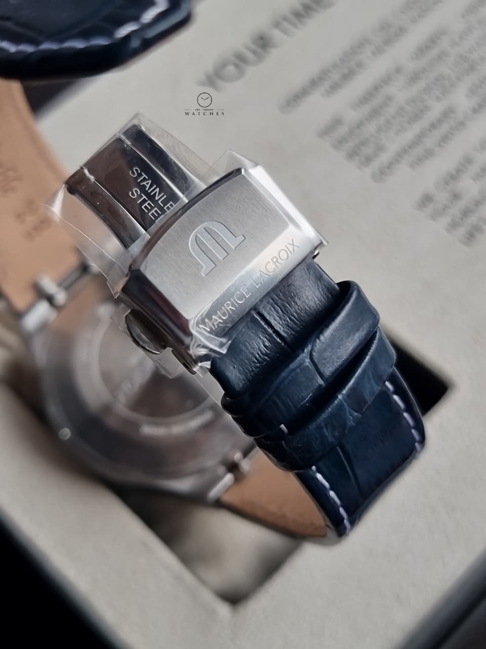 Maurice Lacroix Aikon Blue Leather Strap Blue Dial Chronograph Quartz Watch for Gents - AI1018-SS001-432-4