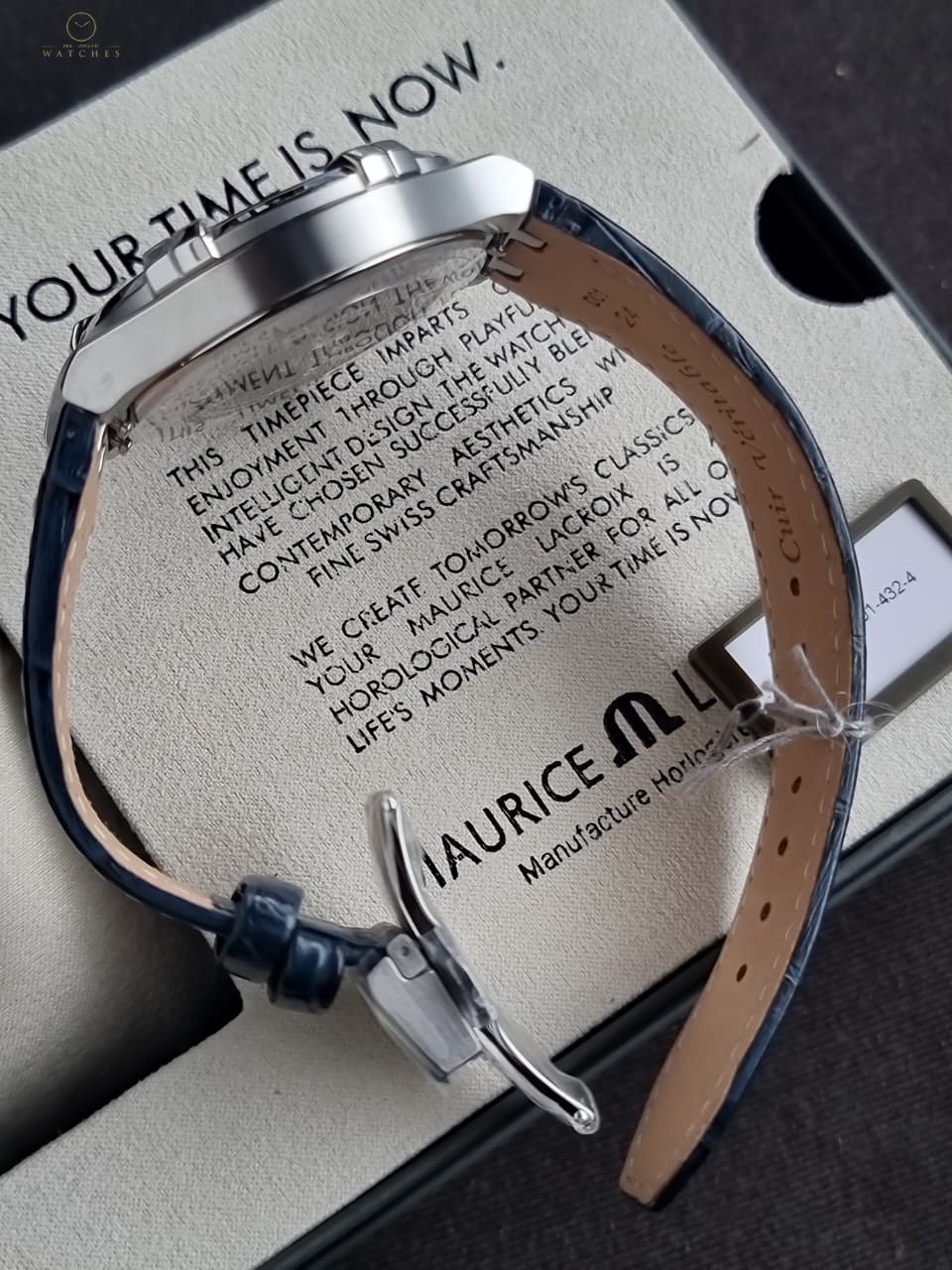 Maurice Lacroix Aikon Blue Leather Strap Blue Dial Chronograph Quartz Watch for Gents - AI1018-SS001-432-4