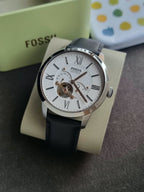 Fossil Men’s Automatic Leather Strap White Dial 44mm Watch ME3104