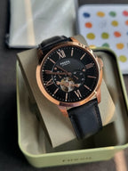 Fossil Men’s Automatic Leather Strap Black Dial 44mm Watch ME3170
