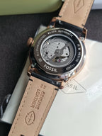 Fossil Men’s Automatic Leather Strap Black Dial 44mm Watch ME3170