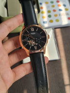 Fossil Men’s Automatic Leather Strap Black Dial 44mm Watch ME3170