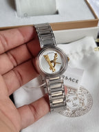 Versace Women’s Quartz Swiss Made Silver Stainless Steel Silver Dial 28mm Watch VET300621
