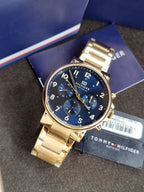 Tommy Hilfiger Men's Quartz Case and Bracelet Dressy Watch, Color: Gold Plated (Model: 1710384)