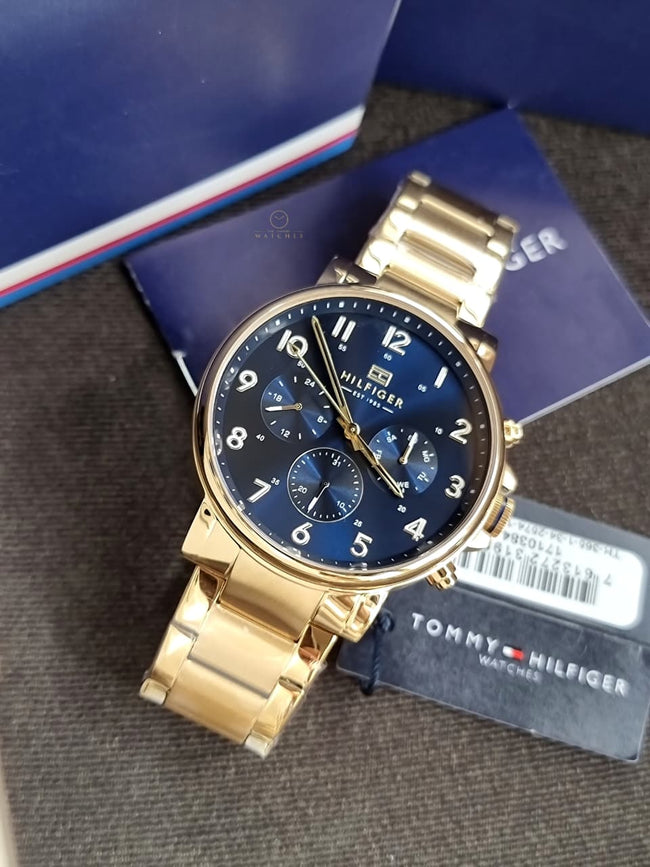 Tommy Hilfiger Men's Quartz Case and Bracelet Dressy Watch, Color: Gold Plated (Model: 1710384) Main Image