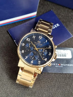 Tommy Hilfiger Men's Quartz Case and Bracelet Dressy Watch, Color: Gold Plated (Model: 1710384)