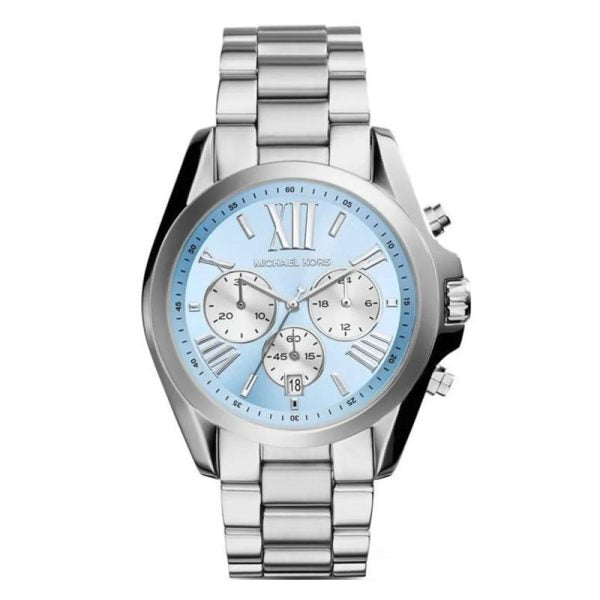 Michael Kors Women’s Quartz Silver Stainless Steel Blue Dial 43mm Watch MK6099 Hover Image