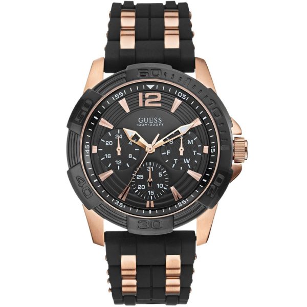 Guess Men’s Quartz Black Silicone Strap Black Dial 43mm Watch W0366G3 Hover Image