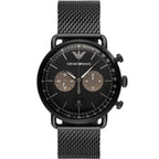Emporio Armani Mens Chronograph Quartz Stainless Steel Black Dial 43mm Watch AR11142