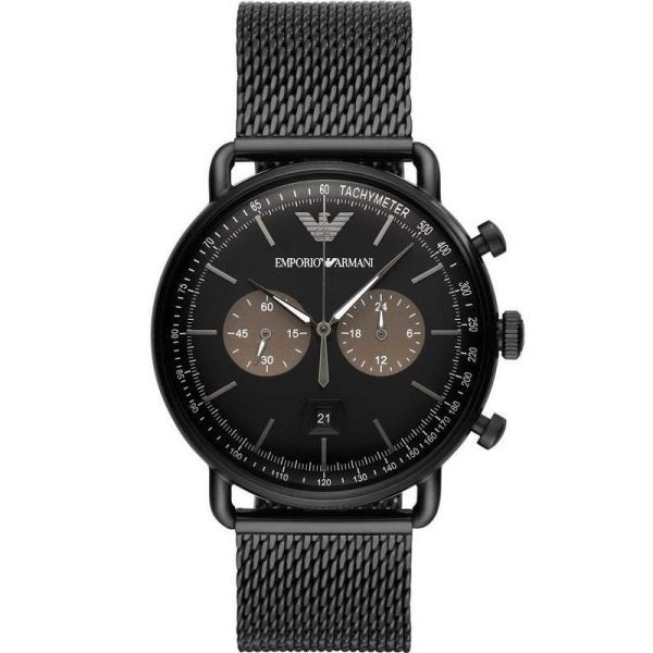 Emporio Armani Mens Chronograph Quartz Stainless Steel Black Dial 43mm Watch AR11142 Hover Image