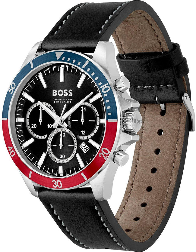 BOSS Troper Qtz Fashion Chrono Black Round Dial Men's Watch|Black Leather Material|Black Color Band - 1514099 Main Image