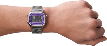 Fossil Retro Digital Grey Mesh Bracelet Positive Display Dial Digital Watch for Gents - FS5888