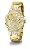Guess Rockstar Gold Stainless Steel Gold Dial Chronograph Quartz Watch for Ladies - W0850L2