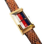 Gucci Women’s Swiss Made Quartz Brown Leather Strap Multi Color Dial 21mm Watch YA147402