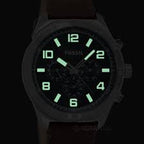 Fossil Men’s Quartz Brown Leather Strap Green Dial 50mm Watch BQ2801