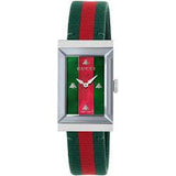 Gucci Women’s Swiss Made Quartz Red & Green Nylon Strap Red & Green Dial 21mm Watch YA147404