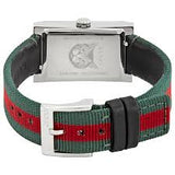 Gucci Women’s Swiss Made Quartz Red & Green Nylon Strap Red & Green Dial 21mm Watch YA147404