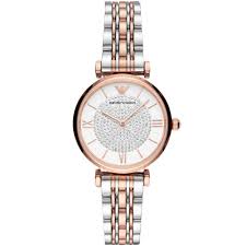 EMPORIO ARMANI Retro Two-Tone Stainless Steel White Dial Quartz Watch for Ladies - AR80035 Hover Image